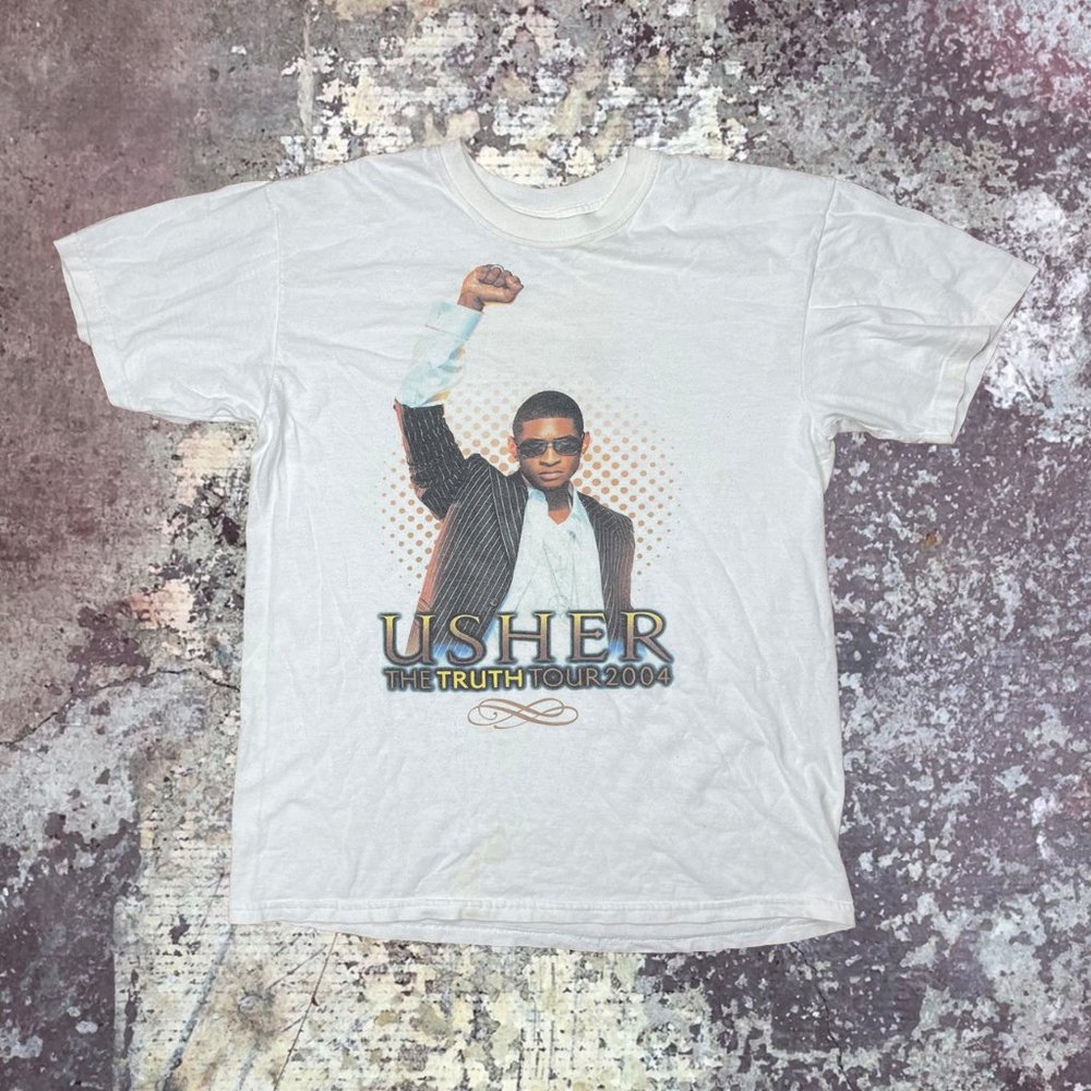 2004 Usher The Truth Tour Vintage Pop Hip Hop White T-Shirt Medium